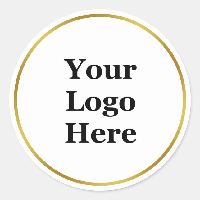 Sticker Rond Business Gold et White Votre logo ici Modèle (Devant)