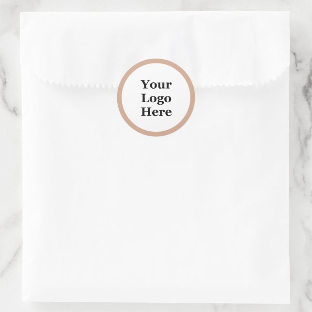 Sticker Rond Business Peach et White Votre logo ici Modèle (Sac)