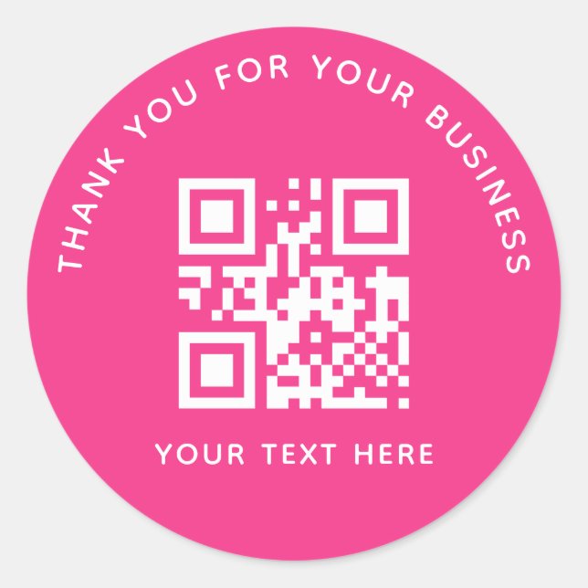 Sticker Rond Business Thank You Custom QR Code Pink (Devant)