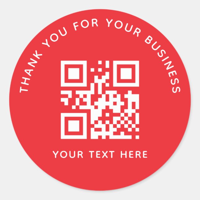 Sticker Rond Business Thank You Custom QR Code Red (Devant)