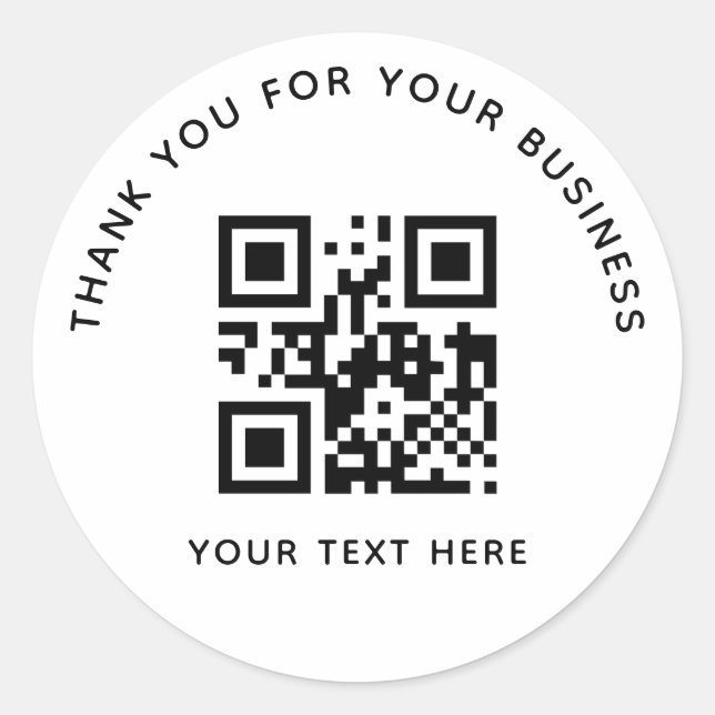 Sticker Rond Business Thank You Custom QR Code White (Devant)