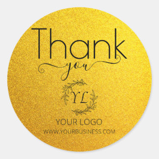 Sticker Rond Business Yellow Gold Merci - Ajouter un logo