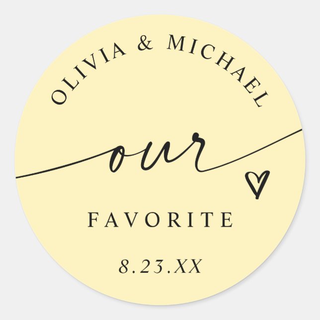 Sticker Rond Butter Yellow Our Favorite Wedding Treat Bag (Devant)