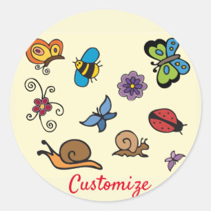 Sticker Rond Butterflies Snails Insects Thunder_Cove