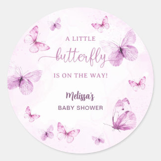 Sticker Rond Butterfly Baby Shower