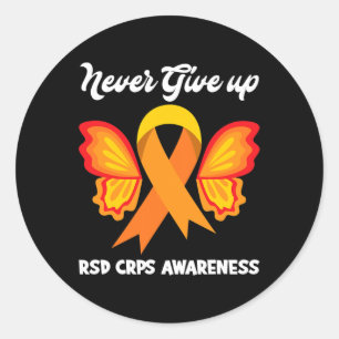 Sticker Rond Butterfly Hope Fighter Orange Ribbon RSD CRPS Awar