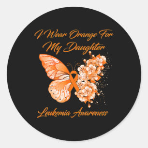 Sticker Rond Butterfly I Wear Orange For My Daughter Leukemia A