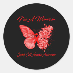 Sticker Rond Butterfly I'm A Warrior Sickle Cell Anemia