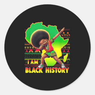 Sticker Rond Butterfly Kid Girl I Am Black History Mois Afrique