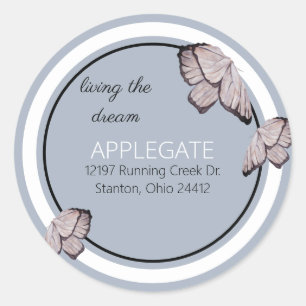 Sticker Rond Butterfly Living the Dream Blue Address