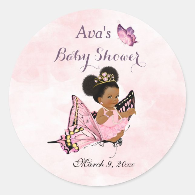 Sticker Rond Butterfly Princess Baby Girl Rose Classic Round St (Devant)