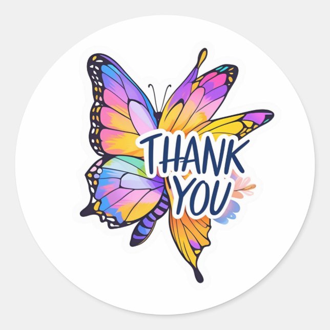 Sticker Rond Butterfly Thank You  (Devant)