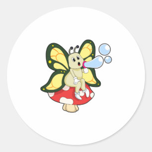 Sticker Rond Butterfly with Soap bubbles