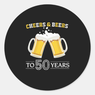 Sticker Rond Buveur de bière Applaudissements et bières pour 50