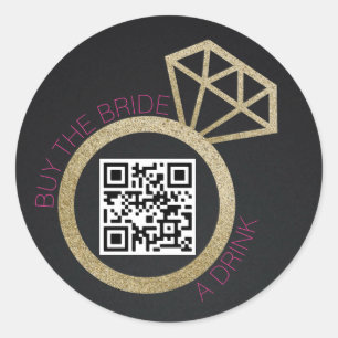 Sticker Rond Buy the Bachelorette a Drink QR Code, Hens Party