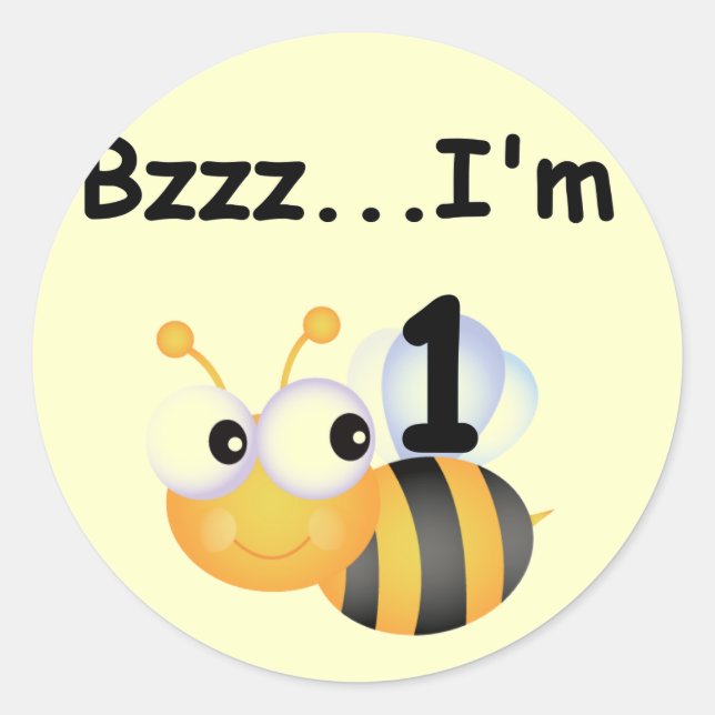 Sticker Rond Buzz Bumblebee 1er Anniversaire T-shirts et cadeau (Devant)