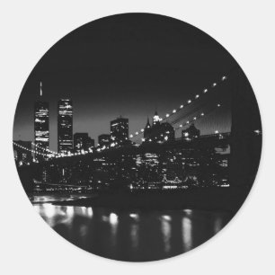 Sticker Rond BW New York City la nuit