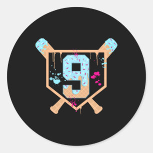 Sticker Rond Bysebyll 9 Year Old Ice Cream Drip 9th Birthday Bo
