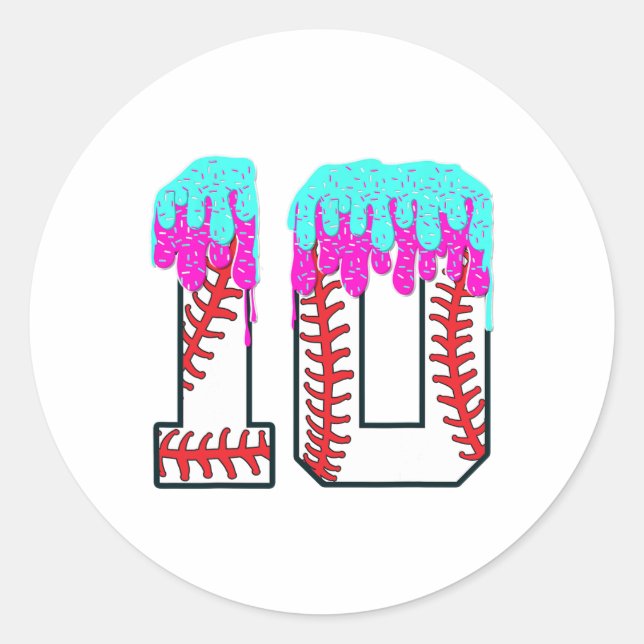 Sticker Rond Bysebyll Drip 10 ans 10th Birthday Boy Jersey (Devant)