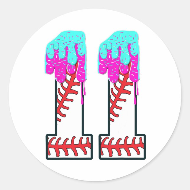 Sticker Rond Bysebyll Drip 11 Ans 11e Anniversaire Boy Jersey (Devant)