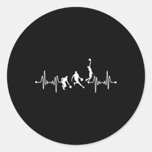Sticker Rond Bysketbyll Player Coach Team Bbyll Ekg Heartbeat