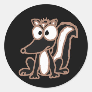 Sticker Rond C.A. bande dessinée idiote de mouffette