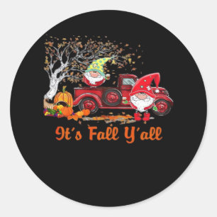 Sticker Rond C’est l’automne Y’all Gnomes Citrouille Spice