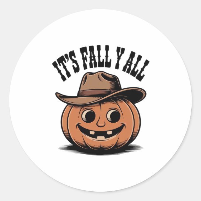 Sticker Rond C’est le Citrouille de la mode Automne Y’all (Devant)