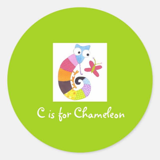 Sticker Rond C est pour Chameleon (Devant)