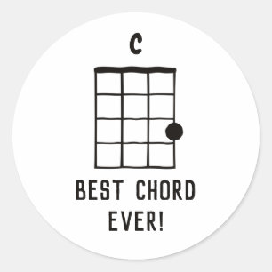 Sticker Rond C Meilleur accord jamais Ukulele Lover
