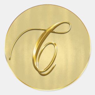 Sticker Rond C Monogram Gold Seal Faire-part de mariage Holiday