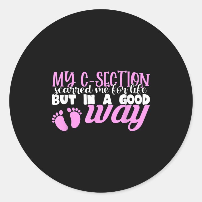 Sticker Rond C-section Cesarean New Mom Of Baby Girl Recovery Q (Devant)