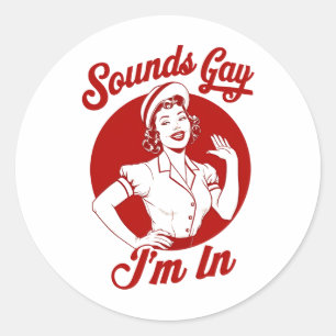 Sticker Rond Ça a l'air gay, je suis en cowgirl lesbienne vinta
