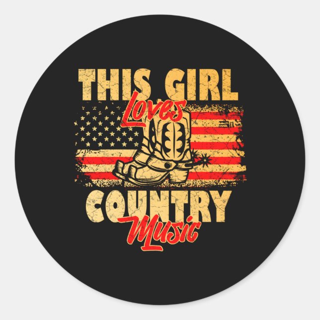 Sticker Rond Ça Aime La Musique Country (Devant)