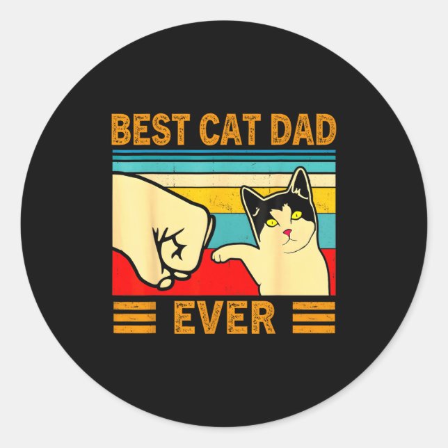 Sticker Rond Ca Men Cat Dad Ever Funny Cat Lover Gift  (Devant)