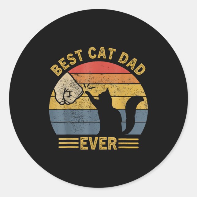 Sticker Rond Ca Men Cat Dad Ever Funny Cat Lover Gift  (Devant)
