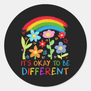 Sticker Rond Ça Va Être Un Autisme Différent Rainbow Boho Neuro