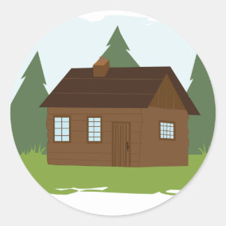Sticker Rond Cabine dans les arbres