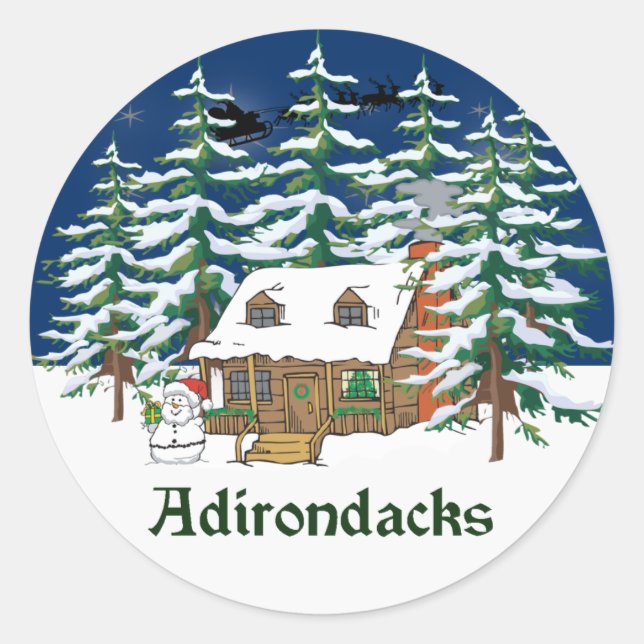 Sticker Rond Cabine d'hiver Adirondack (Devant)