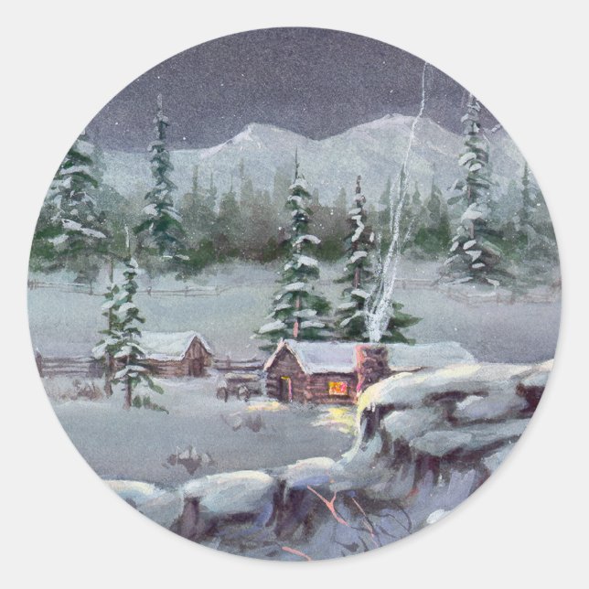 Sticker Rond CABINE HIVER par SHARON SHARPE (Devant)