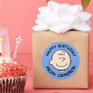 Sticker Rond cacahuètes A Charlie Brown Smile Joyeux annive