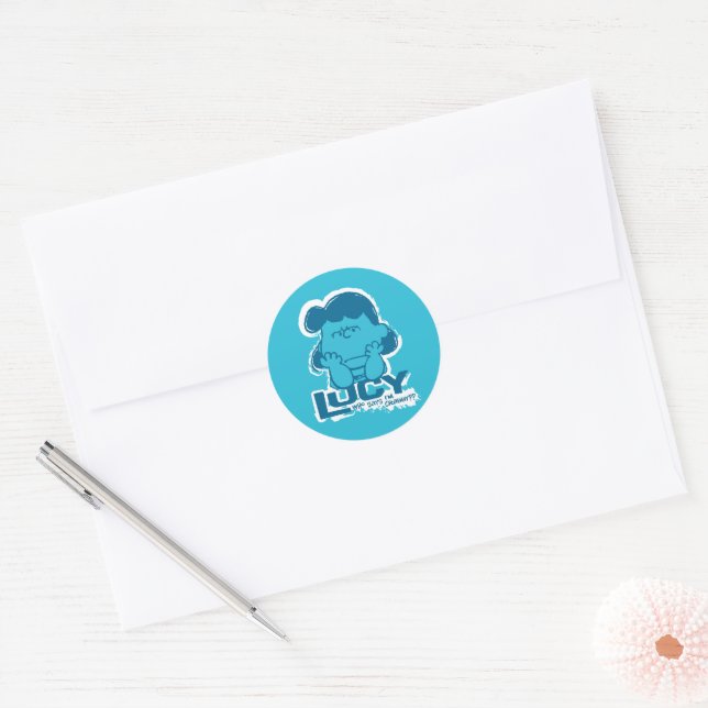 Sticker Rond cacahuètes | Lucy Who Says I'm Crabby? ? (Enveloppe)