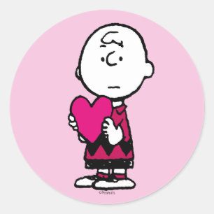 Sticker Rond cacahuètes   Saint Valentin   Heart Charlie Brown