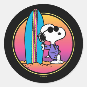 Sticker Rond cacahuètes   Snoopy Beach Beagle