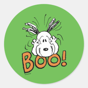 Sticker Rond cacahuètes   Snoopy Boo