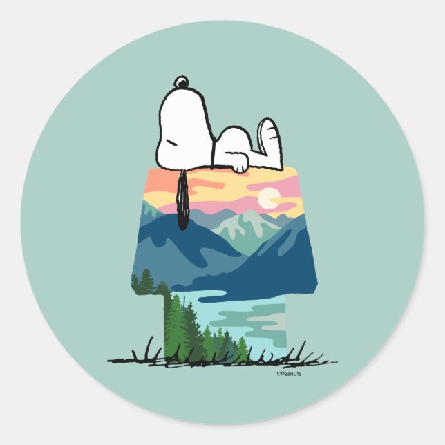 Sticker Rond cacahuètes | Snoopy Dog House Go Wild (Devant)