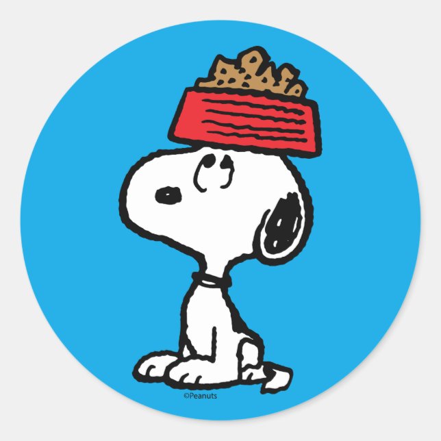 Sticker Rond cacahuètes | Snoopy Équilibrer Son Chien Disque (Devant)