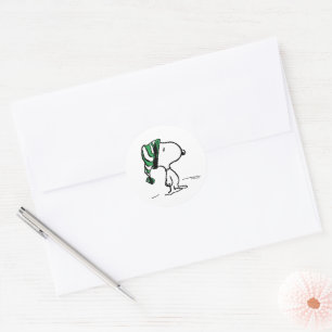 Sticker Rond cacahuètes   Snoopy Green Casquette de neige