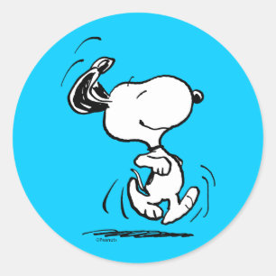 Sticker Rond cacahuètes Snoopy Happy Dance