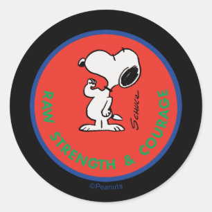 Sticker Rond cacahuètes   Snoopy Raw Force & Courage Badge